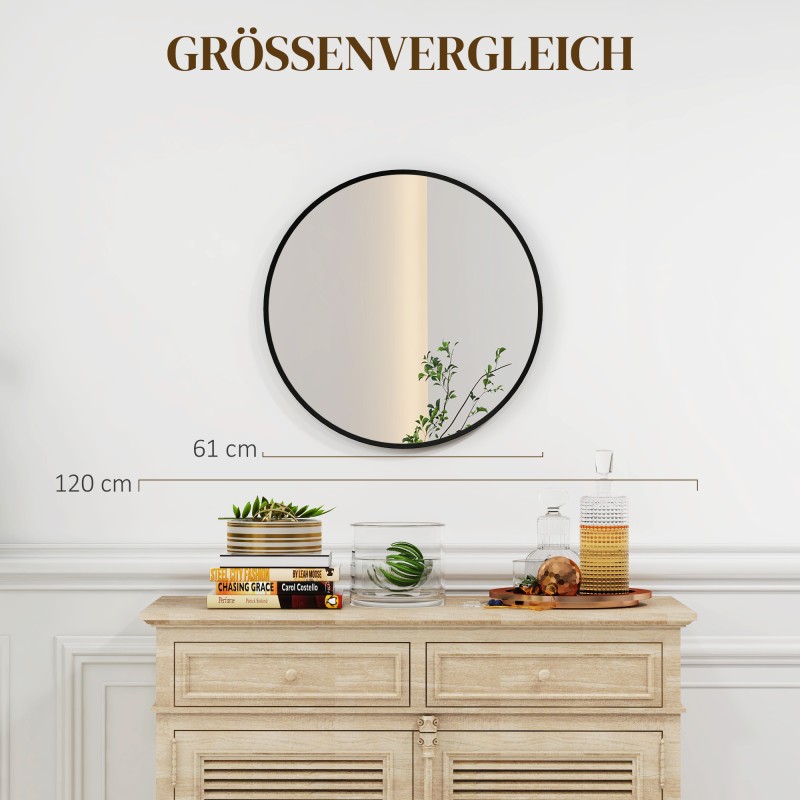Seinäpeili pyöreä Ø61 cm alumiinikehys musta
