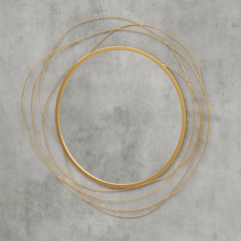Seinäpeili pyöreä metallikehys Ø65 cm kulta