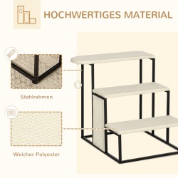 Kissanporras 3 tasoa teräs ja sisal 51 x 54 x 53 cm cremevalkoinen/musta