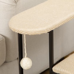 Kissanporras 3 tasoa teräs ja sisal 51 x 54 x 53 cm cremevalkoinen/musta