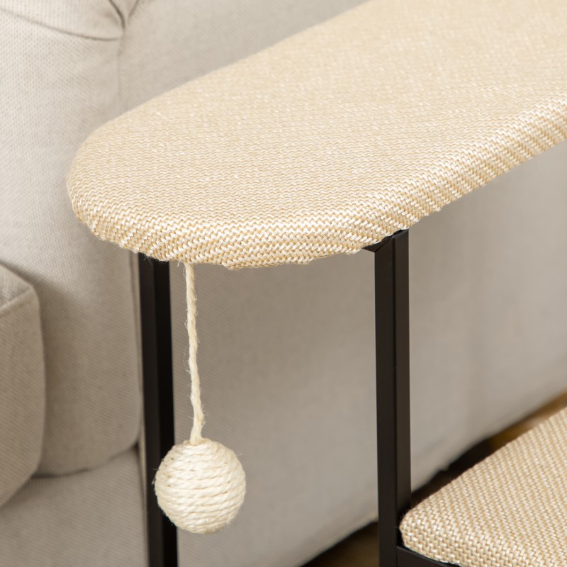 Kissanporras 3 tasoa teräs ja sisal 51 x 54 x 53 cm cremevalkoinen/musta