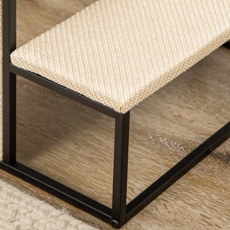 Kissanporras 3 tasoa teräs ja sisal 51 x 54 x 53 cm cremevalkoinen/musta