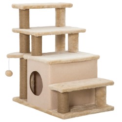 Kissan portaat ja raapimapuu talolla 3 4 askelmaa lastulevy ja pl ssi 60 x 40 x 66 cm beige