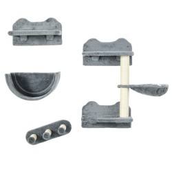 Kissan kiipeilyseinäsetti 4 osaa puu sisal plyyshi seinään kiinnitettävä harmaa