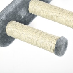 Kissan kiipeilyseinäsetti 4 osaa, puu/sisal/plyyshi, seinään kiinnitettävä, harmaa