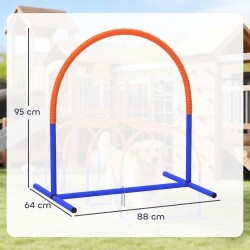 Koirien agilitysetti aloittelijoille, 4 kaarta, PE/ABS, 88 x 64 x 95 cm, sininen/oranssi