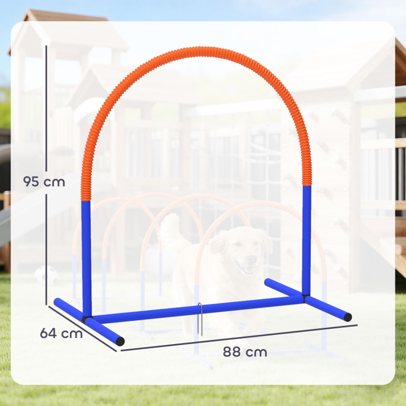 Koirien agilitysetti aloittelijoille, 4 kaarta, PE/ABS, 88 x 64 x 95 cm, sininen/oranssi