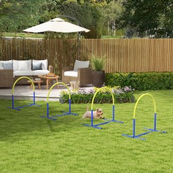 Koirien agility-setti harjoitteluun, 4 kaarta, PE/ABS, 88 x 64 x 95 cm, sininen/keltainen