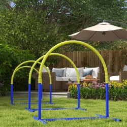 Koirien agility-setti harjoitteluun, 4 kaarta, PE/ABS, 88 x 64 x 95 cm, sininen/keltainen
