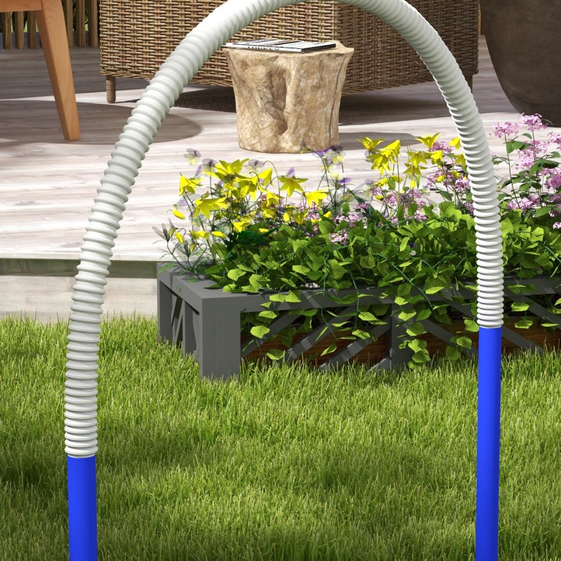 Koiran agilitysetti harjoitteluun, 4 kaarimuotoista estettä, PE/ABS, 88 x 64 x 95 cm, sininen/valkoinen