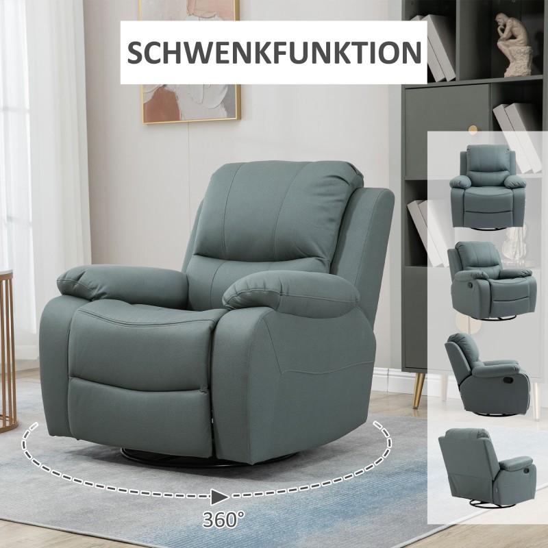 Lepotuoli keinutoiminnolla ja kallistuksella 135°, mikrokuitu, teräsrunko, 93 x 100 x 98 cm, vihreä