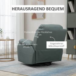 Lepotuoli keinutoiminnolla ja kallistuksella 135°, mikrokuitu, teräsrunko, 93 x 100 x 98 cm, vihreä