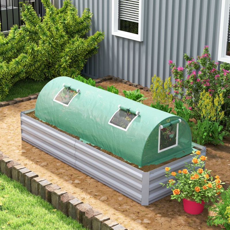 Kasviteltta kasvihuonetunneli ulkokäyttöön, teräs ja muovi, 200 x 80 x 45 cm, vihreä