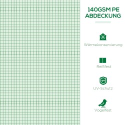 Kasvutunneli puutarhaan, teräsrunko ja muovikate, 300 x 80 x 45 cm, vihreä