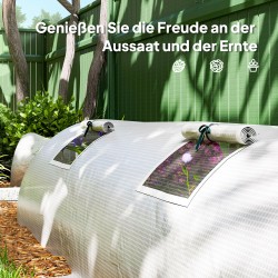 Kasvutunneli ulkokäyttöön, muovikalvo ja teräsrunko, verkkoikkunat, 300 x 80 x 45 cm, valkoinen