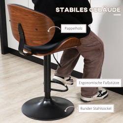 Baarituolisetti 2 kpl, säädettävä ja pyörivä, keinonahka ja teräs, musta