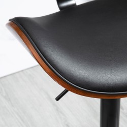 Baarituolisetti 2 kpl, säädettävä ja pyörivä, keinonahka ja teräs, musta