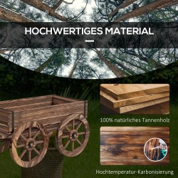 Puinen kukkavaunu istutuslaatikolla, kuusipuu, säänkestävä, 120 x 41 x 54 cm, ruskea