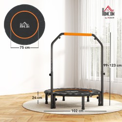 Kuntotrampoliini säädettävällä käsituella, Ø102 cm, enint. 150 kg, musta