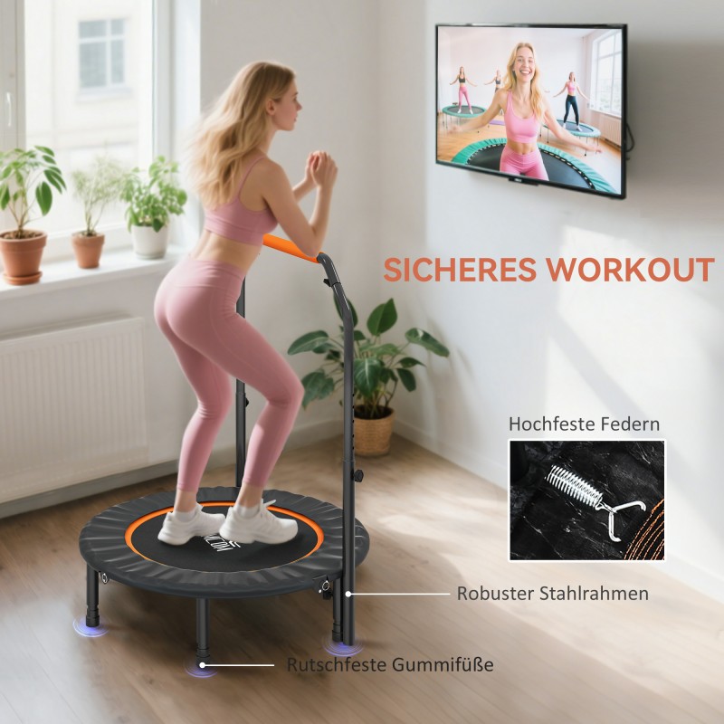 Kuntotrampoliini säädettävällä käsituella, Ø102 cm, enint. 150 kg, musta