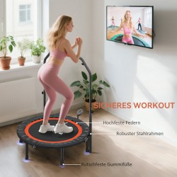 Kuntotrampoliini säädettävällä kahvalla ja LCD-näytöllä, teräs, Ø102 cm, musta/punainen