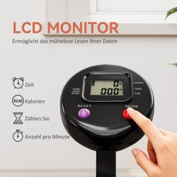 Kuntotrampoliini säädettävällä kahvalla ja LCD-näytöllä, teräs, Ø102 cm, musta/punainen