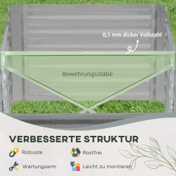 Viljelylaatikko / kukkalaatikko galvanoitu teräs 180 x 90 x 59 cm vaaleanharmaa