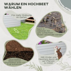 Viljelylaatikko / kukkalaatikko galvanoitu teräs 180 x 90 x 59 cm vaaleanharmaa