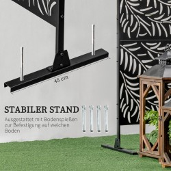 Näkösuoja ulkokäyttöön teräs 122 x 45 x 198 cm musta