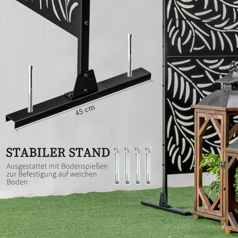 Näkösuoja ulkokäyttöön teräs 122 x 45 x 198 cm musta