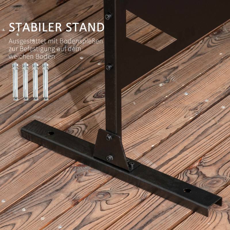 Ulkokäyttöön soveltuva teräksinen näkösuoja palmulehtikuvio 198 x 122 cm musta