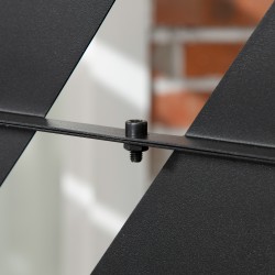 Ulkokäyttöön soveltuva teräksinen näkösuoja palmulehtikuvio 198 x 122 cm musta