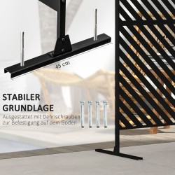 Pihaseinä tilanjakaja ulkokäyttöön teräs 122 x 45 x 198 cm musta