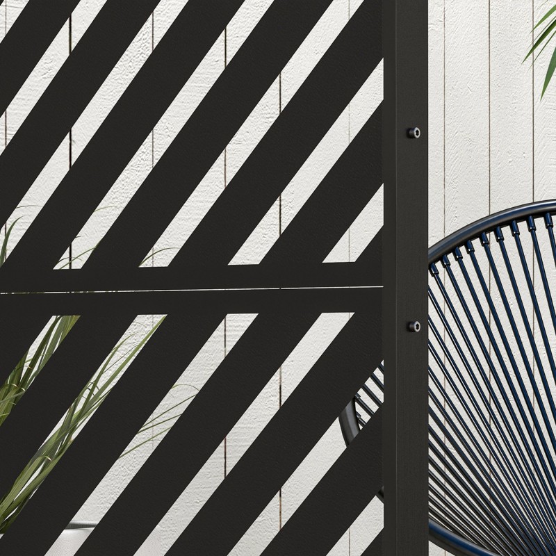 Pihaseinä tilanjakaja ulkokäyttöön teräs 122 x 45 x 198 cm musta