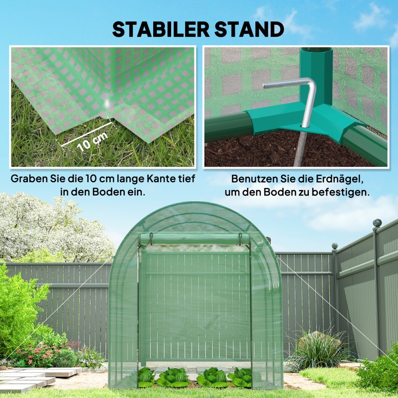 Kasviteltta teräsrungolla ja muovipeitteellä 180 x 180 x 200 cm vihreä