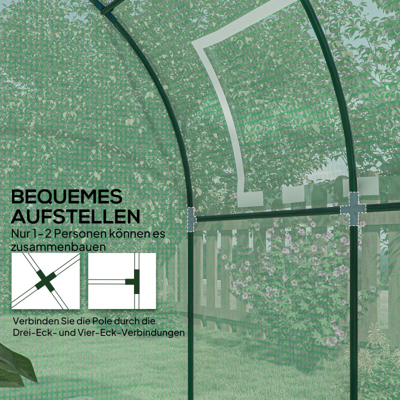 Kasviteltta teräsrungolla ja muovipeitteellä 180 x 180 x 200 cm vihreä