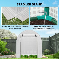 Kasvihuone teräsrungolla ja muovipeitteellä 180 x 180 x 200 cm valkoinen