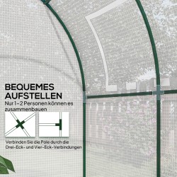 Kasvihuone teräsrungolla ja muovipeitteellä 180 x 180 x 200 cm valkoinen