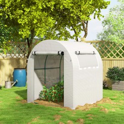 Kasvihuone teräsrungolla ja muovipeitteellä 180 x 180 x 200 cm valkoinen