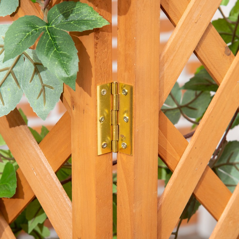 Kulmaan sijoitettava puinen istutuslaatikko ritilällä, kuusi, vedenpoistoaukko, 32 x 32 x 108 cm, ruskea