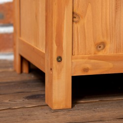 Kulmaan sijoitettava puinen istutuslaatikko ritilällä, kuusi, vedenpoistoaukko, 32 x 32 x 108 cm, ruskea