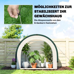 Kasviteltta kaarikattoinen, kokoontaitettava PE, 200 x 80 x 164 cm, valkoinen-vihreä