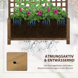 Korkea istutuslaatikko säleiköllä ja katoksella, kuusi, 90 x 45 x 183 cm, ruskea