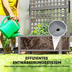 Korotettu viljelylaatikko ristikkoseinällä ja katolla, kuusta, 90 x 45 x 183 cm, tummanharmaa