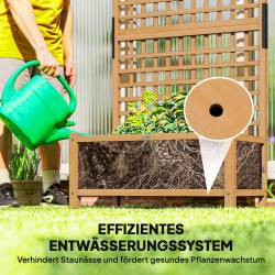 Korkea istutuslaatikko köynnöstuellä ja katolla, kuusipuu, 90 x 45 x 183 cm, ruskea