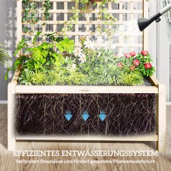 Korkea viljelylaatikko ritilällä ja kattotasolla, havupuuta, 90 x 45 x 183 cm, natur