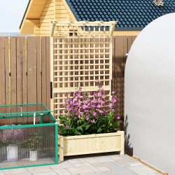Korkea viljelylaatikko ritilällä ja kattotasolla, havupuuta, 90 x 45 x 183 cm, natur