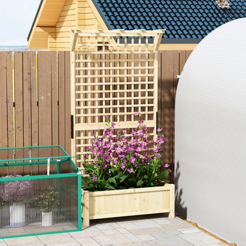 Korkea viljelylaatikko ritilällä ja kattotasolla, havupuuta, 90 x 45 x 183 cm, natur