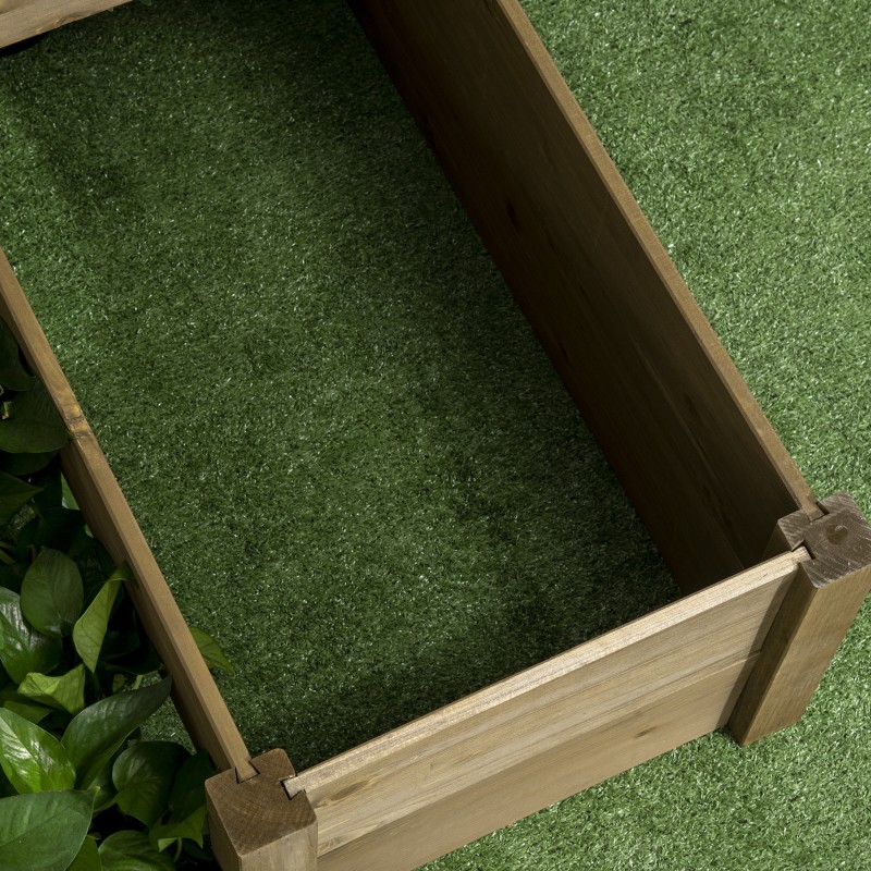 Viljelylaatikko 3-tasoinen, 4 istutusosaa, kuusipuu, säänkestävä, 122 x 122 x 51 cm, ruskea