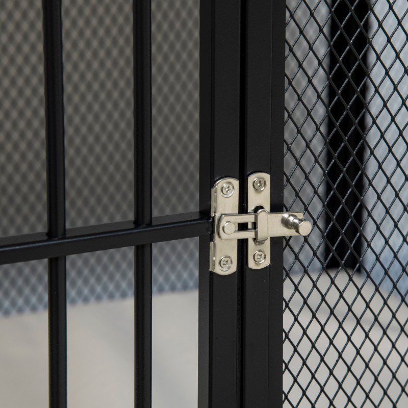 Koiranhäkki metallinen pentu/keskikokoinen koira, vettähylkivä alusta, irrotettava pohjakaukalo, 80 x 55 x 71 cm, musta